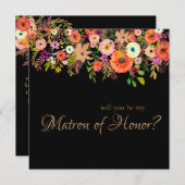 Kühne Orangefarbene Wasserfarbenmatron der Ehrenei Einladung (Vorne/Hinten)