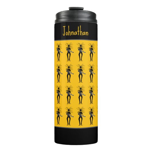 Kühne Orangen, Phantastische Silhouette Gitarrist Thermosbecher (Vorderseite)