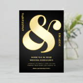 kühne, oversifizierte Ampersand Foto Black Wedding Folieneinladung (Stehend vorne)