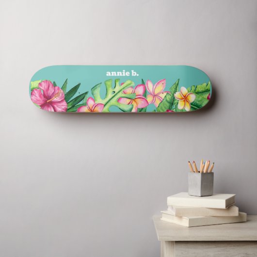 Kühne Personalisierte tropische Blume Skateboard (Wandkunst (Horz))