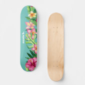 Kühne Personalisierte tropische Blume Skateboard (Vorderseite)