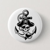 Kühne Piratenschädel und Anker - Schönes Design Button (Vorderseite)