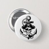Kühne Piratenschädel und Anker - Schönes Design Button (Vorne & Hinten)