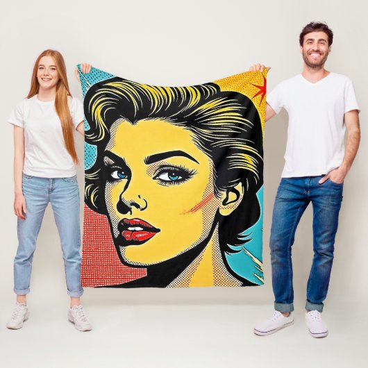 Kühne Pop-Art-Frau definiert Fleecedecke (Beispiel)