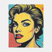 Kühne Pop-Art-Frau definiert Fleecedecke (Vorderseite)