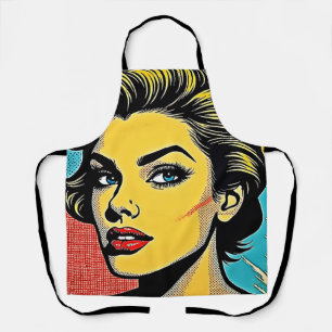 Kühne Pop-Art-Frau definiert Schürze