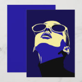 Kühne Pop Art Woman mit Sonnenbrille Einladung (Vorne/Hinten)
