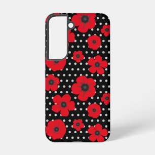 Kühne Poppies und Polka Dots Red Black Contemporar Samsung Galaxy Hülle