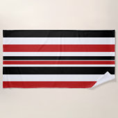 Kühne Red Black Stripes Beach Handtuch (Vorderseite)