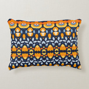 Kühne Retro-Blumenillustration in Orange Dekokissen