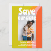 Kühne Retro Citrus Rettete unser Datum Hochzeit (Vorderseite)