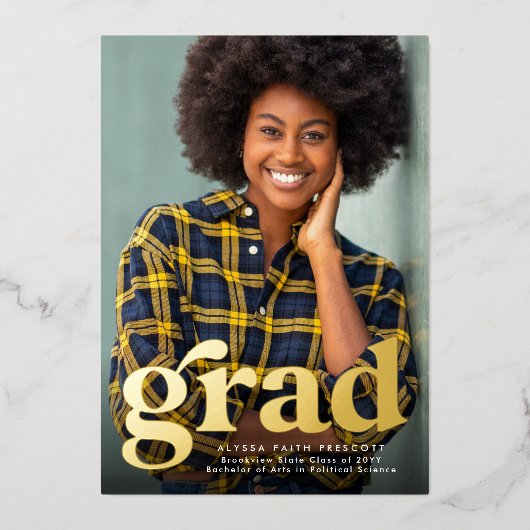 Kühne Retro grad ein Foto Abschluss Ankündigung (Vorderseite)