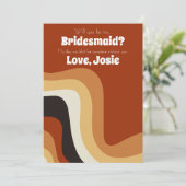 Kühne Retro Groovy 70er werden Sie meine Bridesmai Einladung (Stehend Vorderseite)