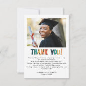 Kühne Retrofarben Abschluss danke Ihnen Foto (Rückseite)