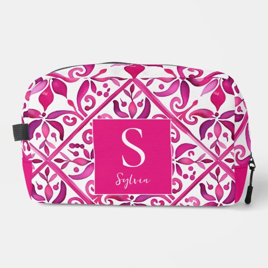 Kühne rosa spanische Talavera Bräunungsgeschenke Waschbeutel (Vorderseite)