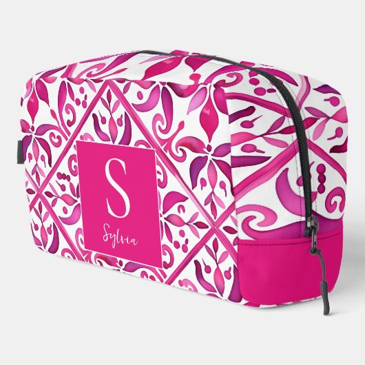 Kühne rosa spanische Talavera Bräunungsgeschenke Waschbeutel (Rechte Ecke)