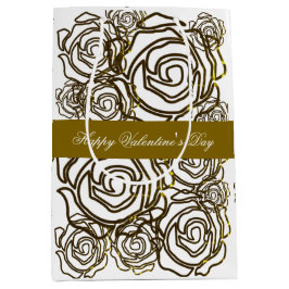 'Kühne Rose Valentine' (goldenes Medium) Geschenkt Mittlere Geschenktüte