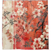 Kühne Rot-und Cream-Sakura-Duschvorhang Duschvorhang (Vorderseite)