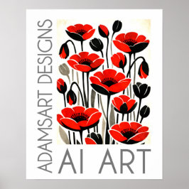Kühne Rote Mohnblumen Moderne Botanische Kunst Poster