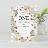 kühne rustikale Wildblume Floral Baby Geburtstag Einladung (Stehend Vorderseite)