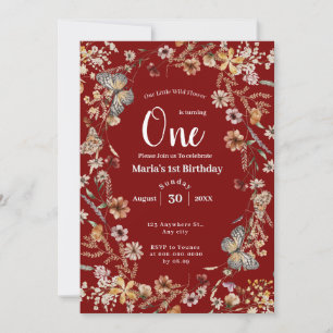 kühne rustikale Wildblume Floral Baby Geburtstag Einladung