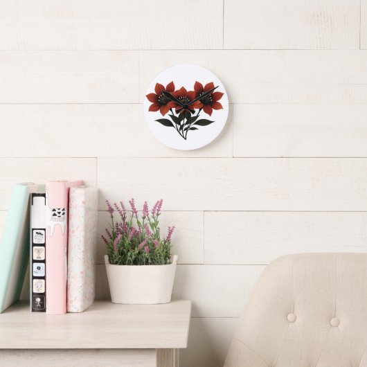 Kühne Scarlet Blooms Runde Wanduhr (Lesesaal)