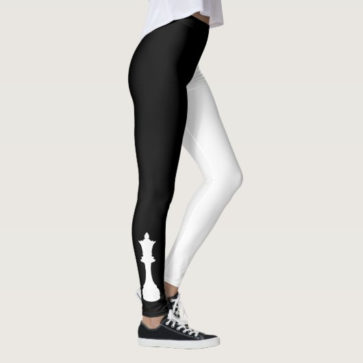 Kühne Schachkönigin Schwarz-Weiß Leggings (Rechts)