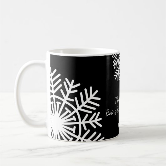 kühne Schneeflocke Black & White Werbegeschenk Kaffeetasse (Links)