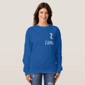 Kühne Schriftart - weiß und blau personalisiert Sweatshirt (Vorne ganz)