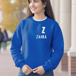 Kühne Schriftart - weiß und blau personalisiert Sweatshirt