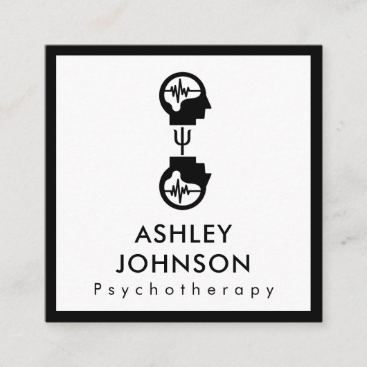 Kühne Schwarz-Weiß-Psychotherapie Therapeut Gehirn Quadratische Visitenkarte (Vorderseite)