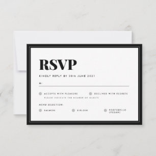 kühne Schwarz-weiße Minimalistische Typografie-Hoc RSVP Karte
