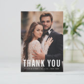 kühne Schwarz-weiße Moderne Minimalistische Foto H Dankeskarte (Stehend Vorderseite)