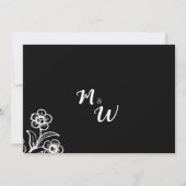 Kühne Schwarz-weiße Typografie Blumendanke Einladung (Rückseite)