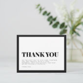 kühne Schwarz-weiße Typografie Hochzeit Danke Post Postkarte (Stehend Vorderseite)