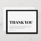 kühne Schwarz-weiße Typografie Hochzeit Danke Post Postkarte (Vorne/Hinten)