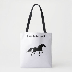 Kühne schwarze Pferdesilhouette auf Weiß Tasche