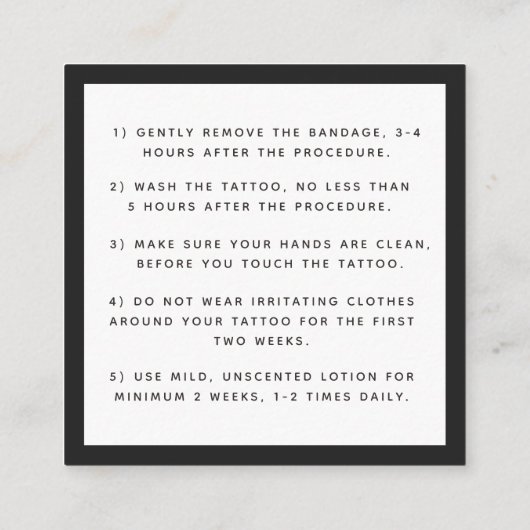 Kühne Schwarzer Schmetterling Tattoo Aftercare Ins Quadratische Visitenkarte (Rückseite)