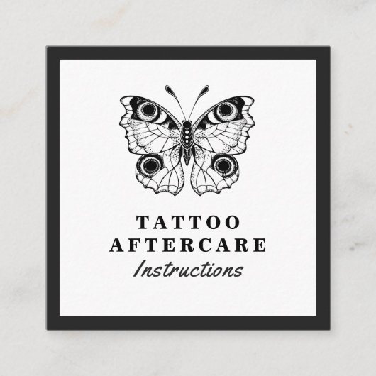 Kühne Schwarzer Schmetterling Tattoo Aftercare Ins Quadratische Visitenkarte (Vorderseite)