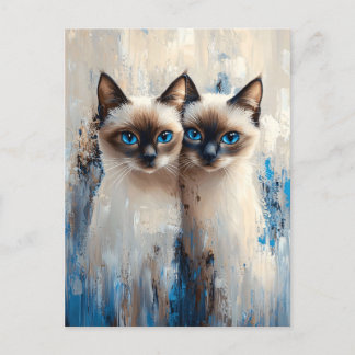 kühne siamesische Katzen Malerei Postkarte