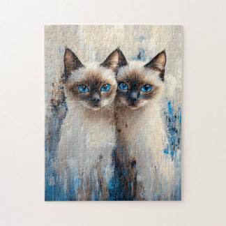 kühne siamesische Katzen Malerei Puzzle
