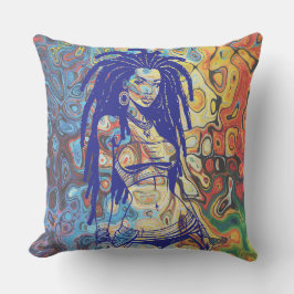 Kühne Silhouette einer Frau mit Schrecken. Kissen