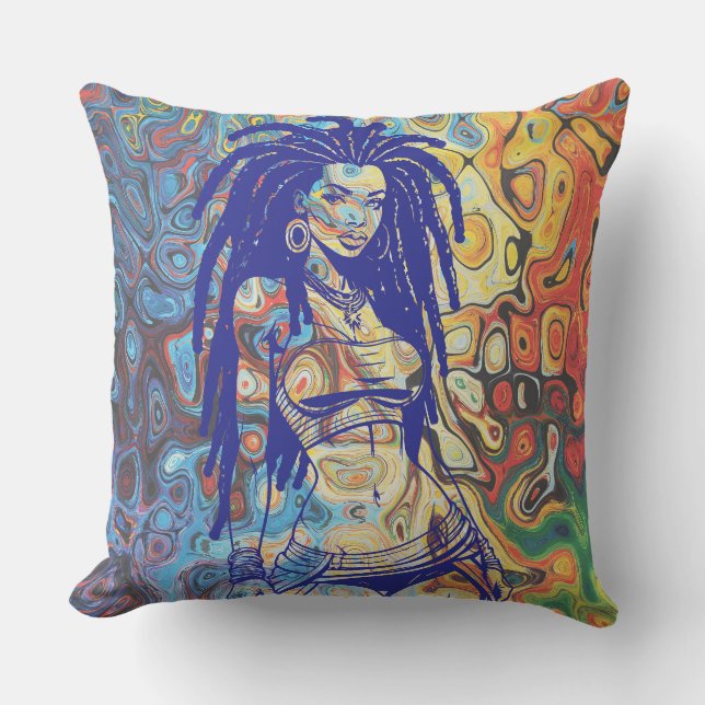 Kühne Silhouette einer Frau mit Schrecken. Kissen (Vorderseite)