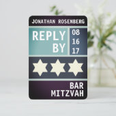 kühne Star von David Bar Mitzvah UAWG Reply Einladung (Stehend Vorderseite)