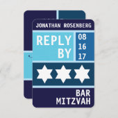 kühne Star von David Bar Mitzvah UAWG Reply Einladung (Vorne/Hinten)