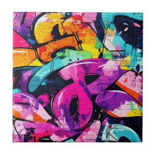 Kühne Straßenkunst mit Lila, Schwarz und Gelb Fliese
