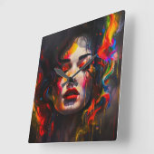 kühne Surreal Portrait Quadratische Wanduhr (Winkel)