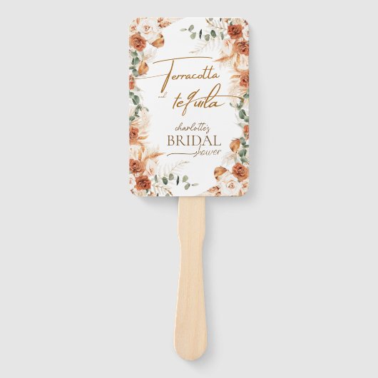 Kühne Terracotta und Tequila Brautparty Hand Fan Fächer (Vorderseite)