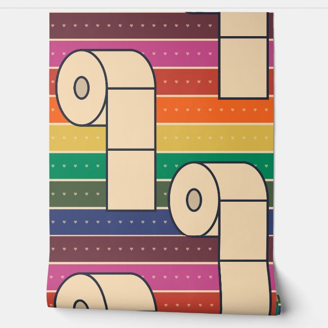 Kühne Toilettenrollen auf Regenbogenstreifen Tapete (Abrollen)