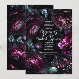 Kühne Traurige Blumen Schwarze Verzauberte Florale Einladung